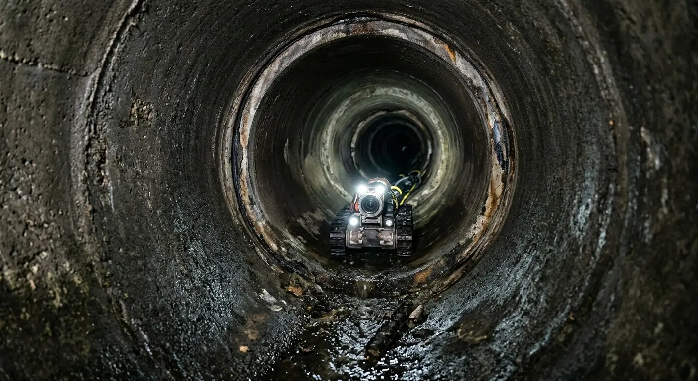 Robotic sewer camera inspecting pipe interior for Sewer Line Cleaning in Sidney